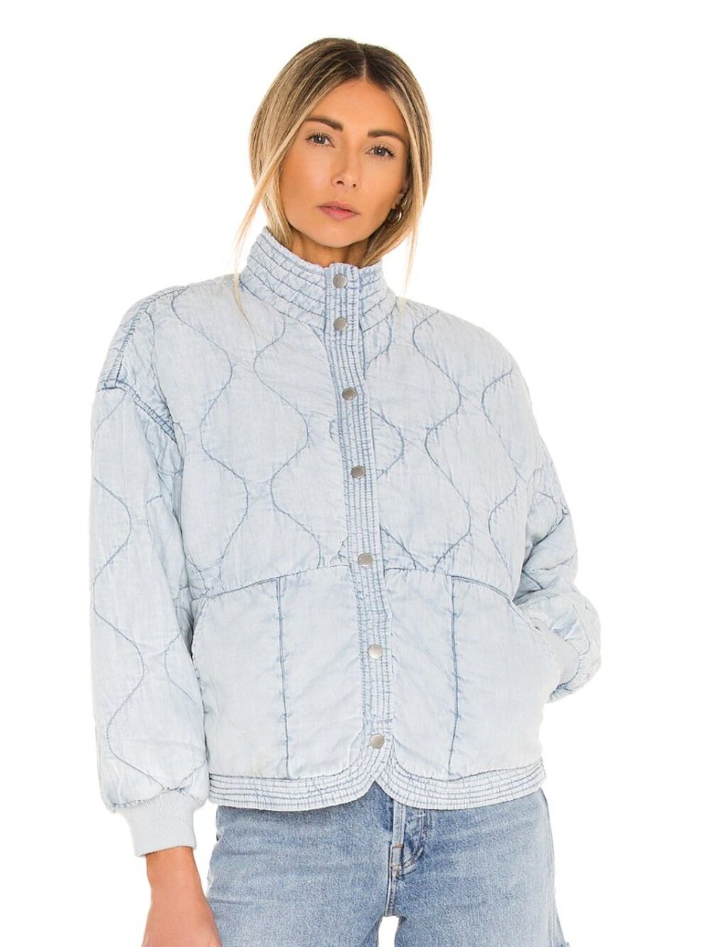 Quilted Jacket - Light Blue View 2